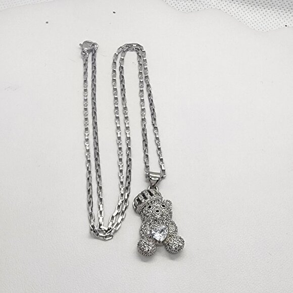 Brand New Crown Teddy Bear Necklace - Picture 1 of 4